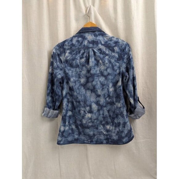 Fire Los Angeles womens M distressed bleached denim long sleeve snap shirt T11 - Picture 6 of 8